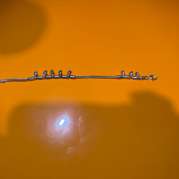 Sterling Silver Snake Chain Bracelet Dangling Bead Charm Vintage 925 - Picture 4 of 12